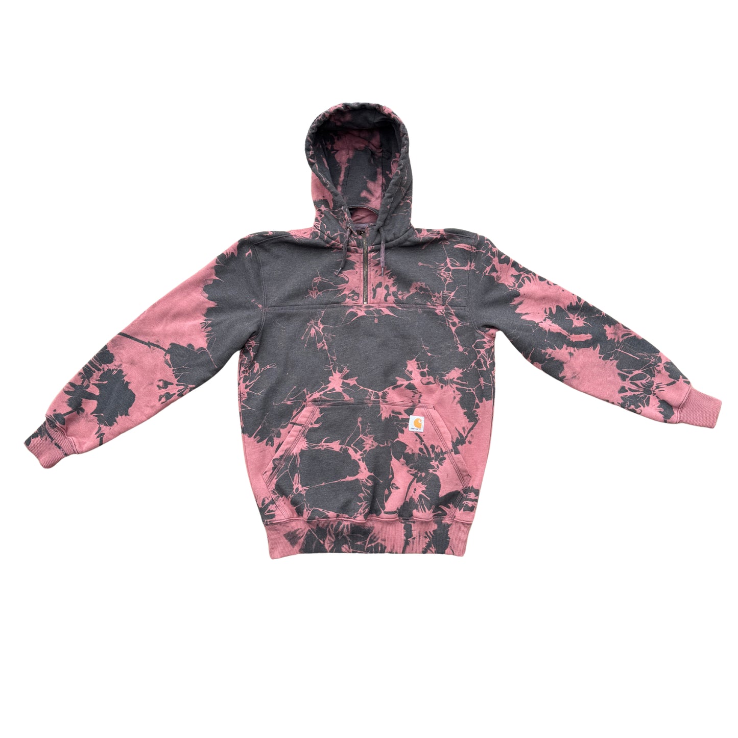 Carbon Heather Quarter-Zip Tie-Dye Hoodie Medium